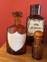 Antike Apothekerflaschen, 3er Set, Braunglas, Rarität
