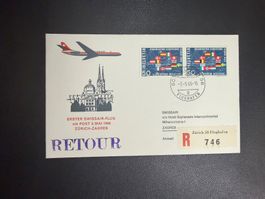 Swissair Erstflugbrief Zürich-Zagreb 1966
