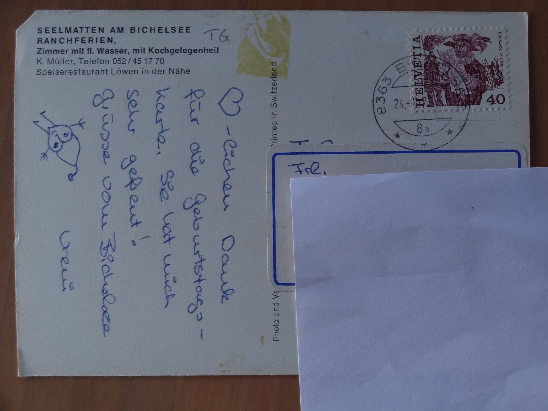 Cartoline postali: Bichelsee - Ranchferien - 1978 – Usato da St Léonard venduto da Riglin 1