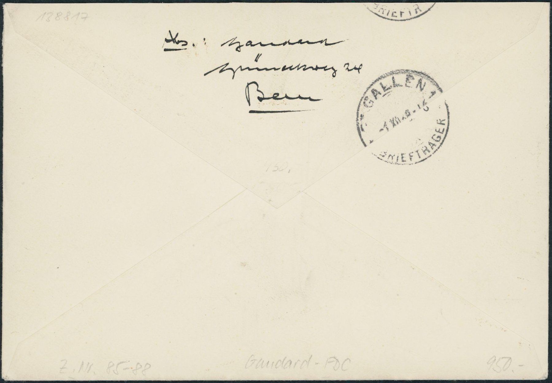 Tutti i francobolli: 1938 - Pro Juventute - Ersttagsbrief FDC ET - Gaudard – Usato da Schindellegi venduto da leecollect 1