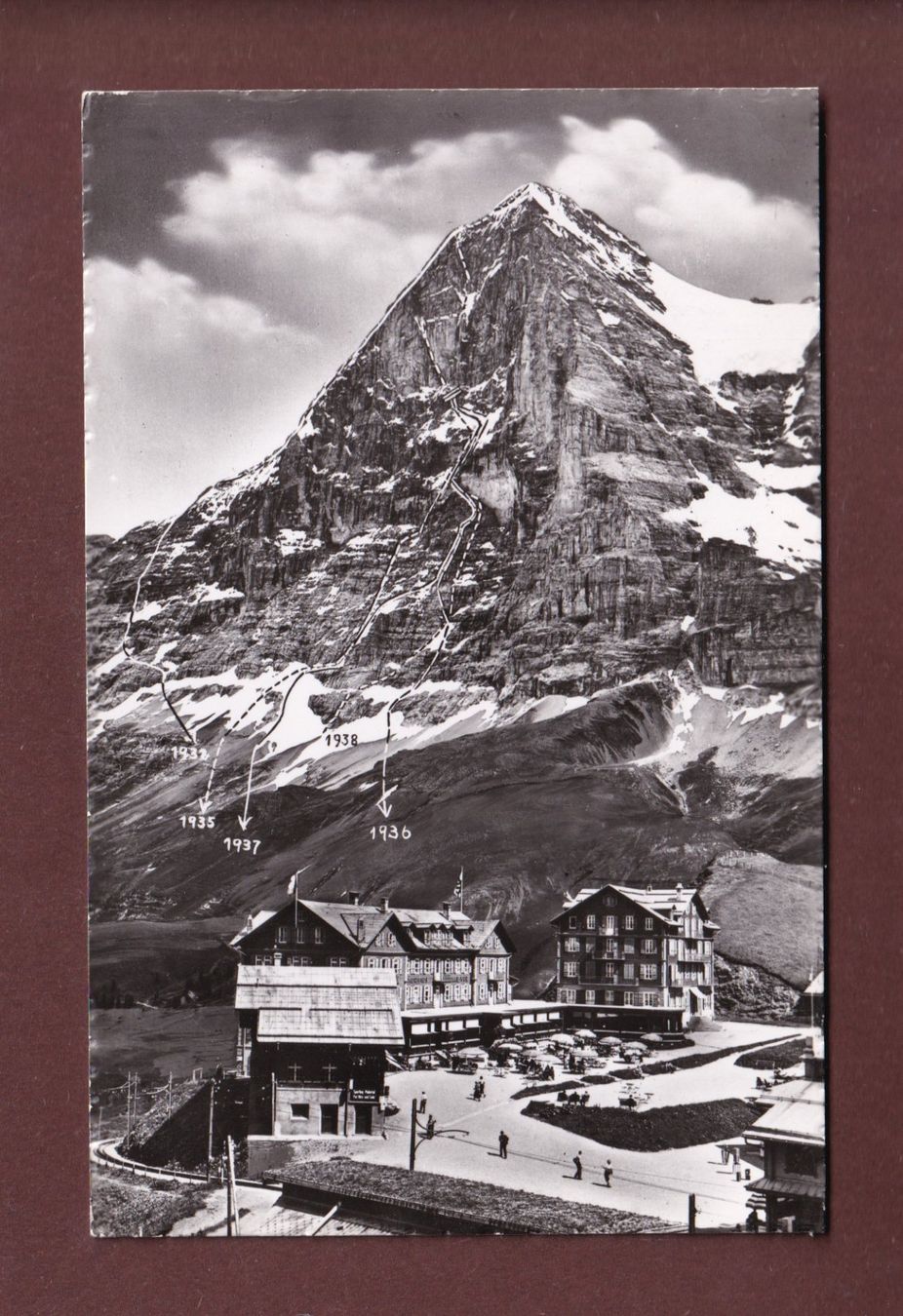 Cartoline postali: KLEINE SCHEIDEGG - Eiger Nordwand - 1954 – Usato da Pully venduto da nicecards-shop
