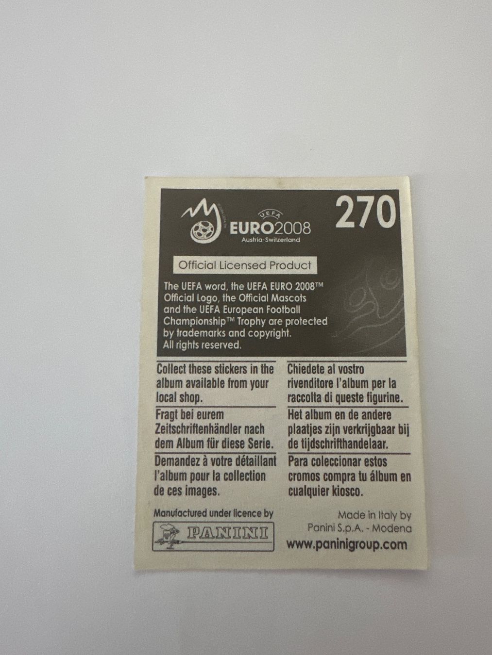 Panini Cartes à collectionner: Panini UEFA EM 2008 Sticker - Nr. 270 – D'occasion à Sulz AG par DealWerk 1