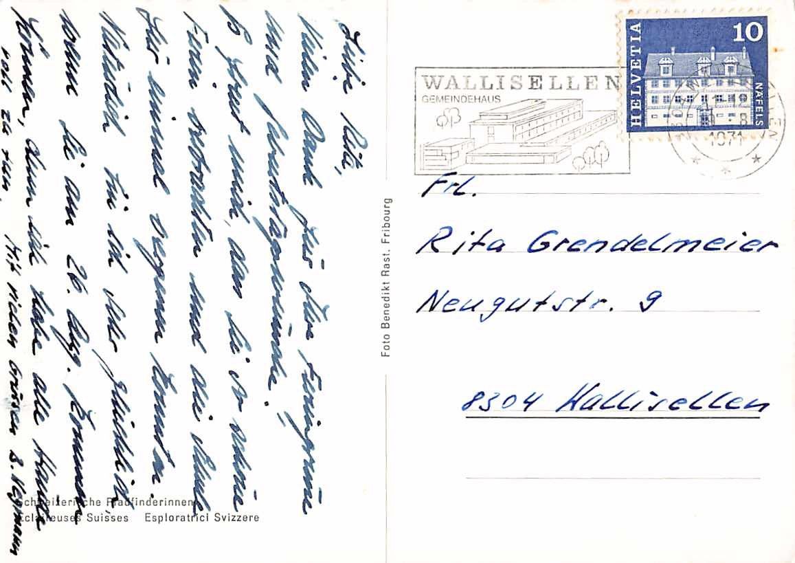 Cartoline postali: Sonderkarte der SCHWEIZER PFADFINDERINNEN – Usato da Lufingen venduto da TopAnsichtskarten 1