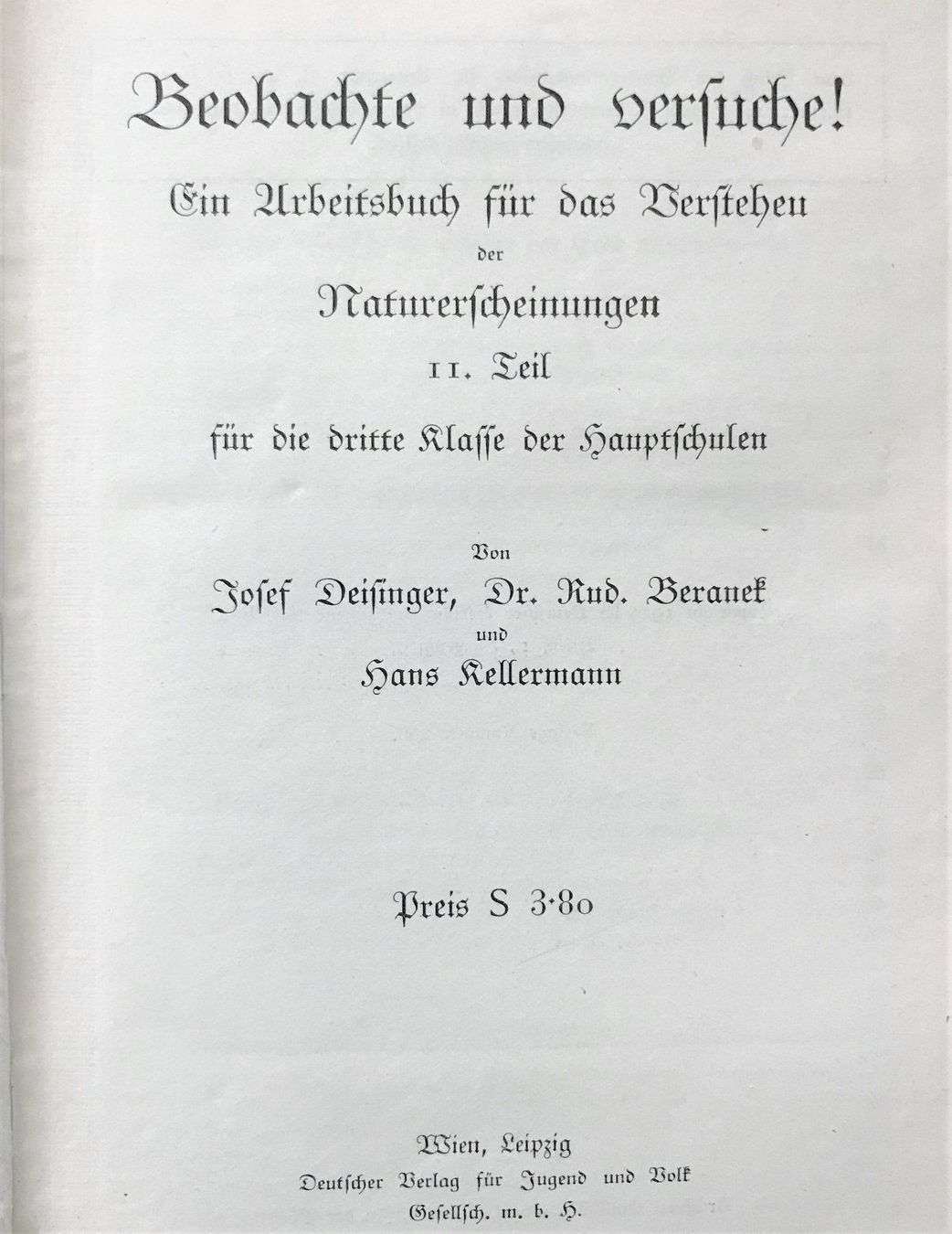 Libri: Beobachte und versuche! 2. Teil - 1929 – Usato da THERWIL venduto da Fcbbasel 2