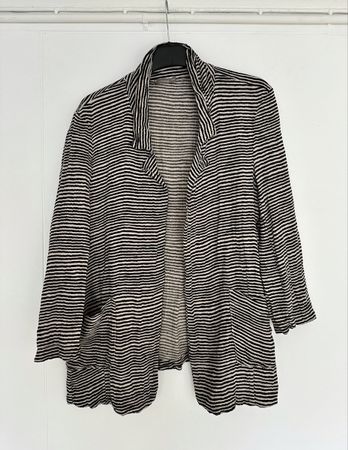 Damen leinen Blazer Dixie gestreift schwarz beige