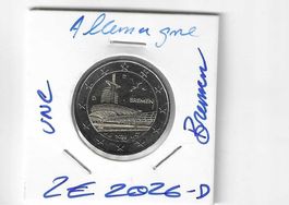 2 euro Allemagne 2026 Bremen Lettre D