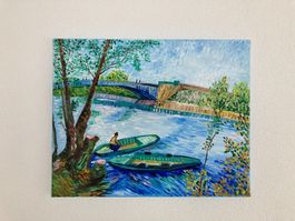Nach Van Gogh - Fischer und Boote von der Pont de Clichy