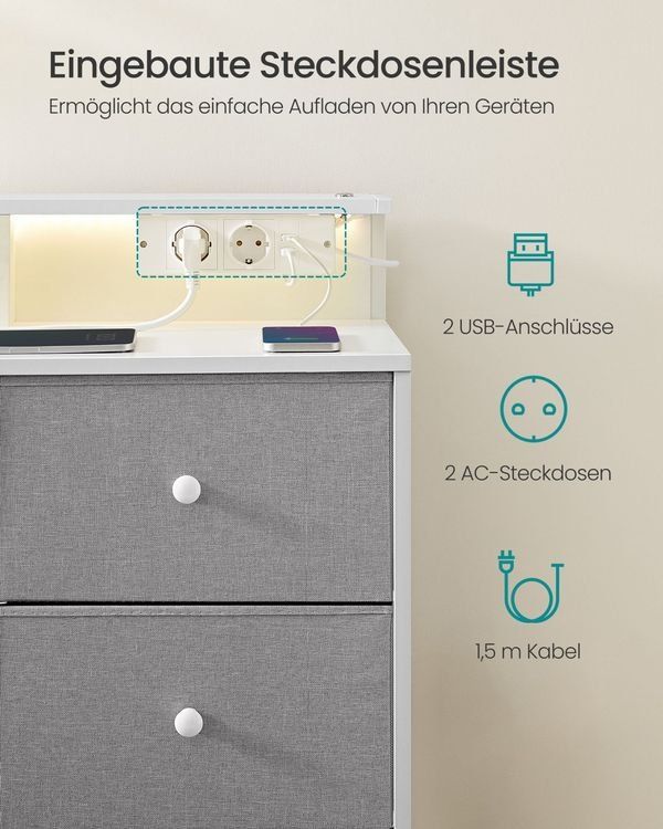 Kommoden: Kommode 9 Schubladen LED Steckdose 114x84 cm MELIOR – Neu und originalverpackt aus Lachen SZ von MAMORU-MOEBEL 5