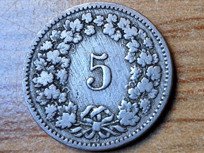 Tutti le monete: 5 Rappen 1891 – Usato da Münchenstein venduto da purbach1 5