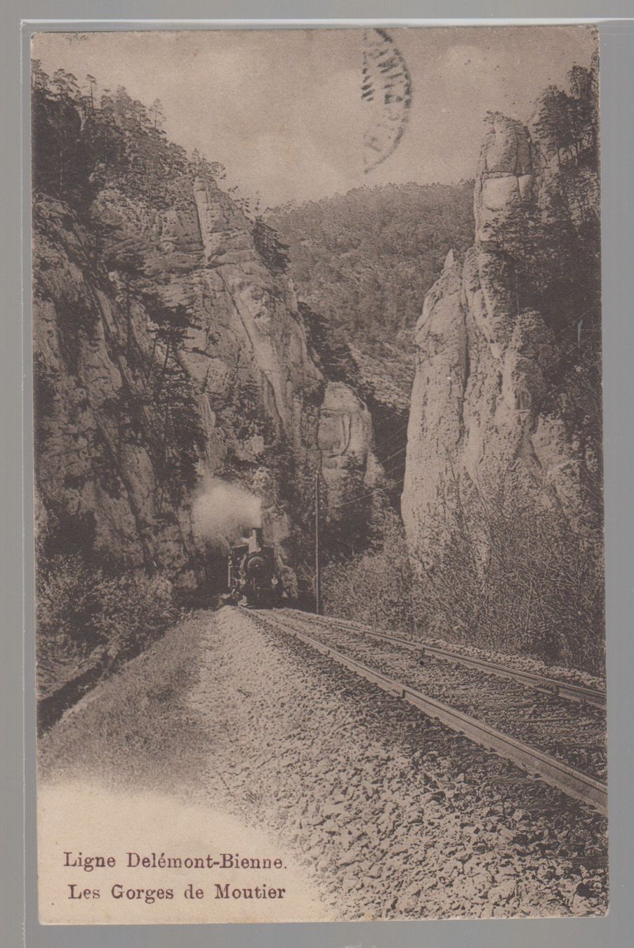 Ansichtskarten: Carte Les Gorges de Moutier avec train circulé 1911 – Gebraucht aus Boécourt von Denteles66