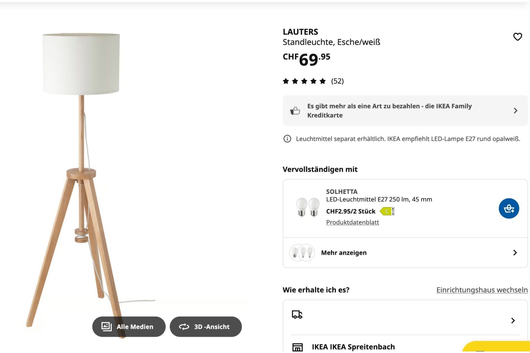 Ikea Lampade: IKEA LAUTERS Standleuchte | Esche / weiss – Nuovo (secondo la descrizione) da Scherz venduto da Neogeo5000