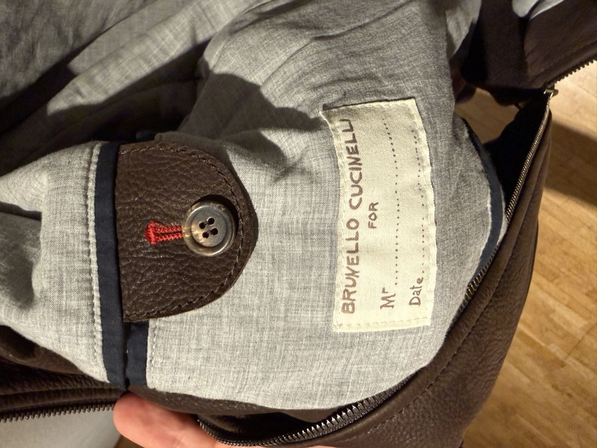 Brunello Cucinelli Vestes: Brunello Cucinelli Leather Bomber Jacket Brown – D'occasion à Genève par SG_73 2