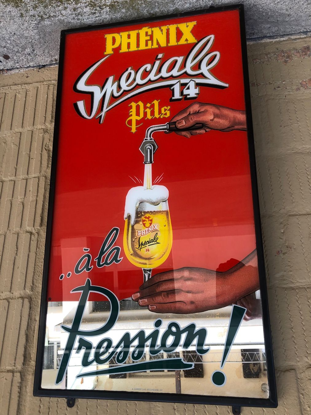 Schilder: Vintage Bier-Reklame "Phénix" Hinterglasmalerei/Eisenrahmen – Gebraucht aus Luzern von dichsel 3