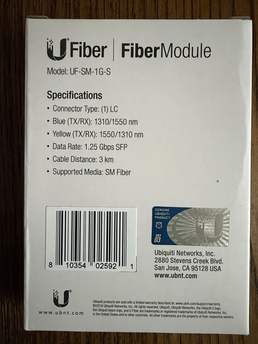 Ubiquiti Unità & Adattatore: Ubiquiti UF-SM-1G-S Fiber Module – Nuovo e nell'imballaggio originale da Luzern venduto da Roeschuko 1