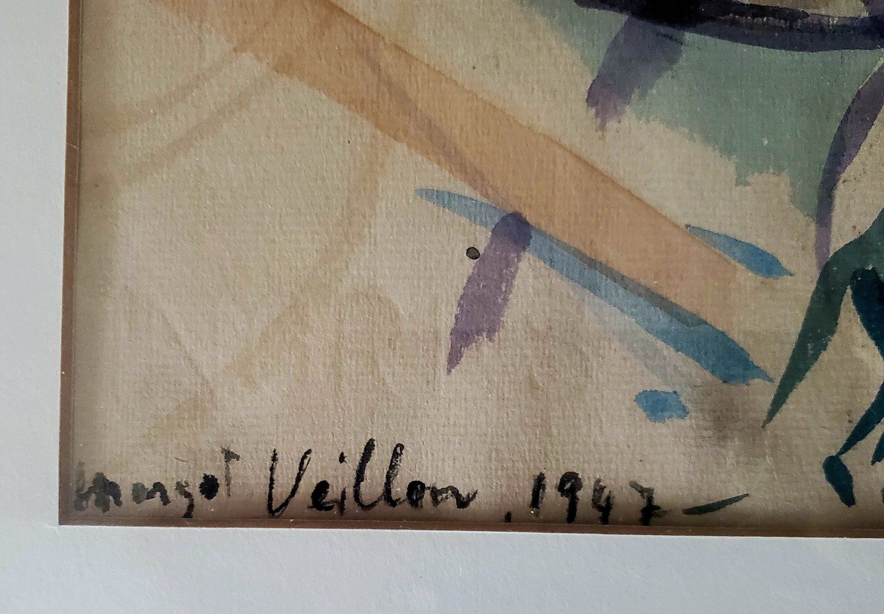 Dipinti: Original post impressionistische Aquarell Margo Veillon 1947 – Usato da Opfikon venduto da Diversamente 3
