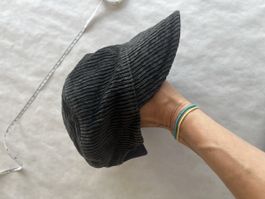 Schirmmütze, Kind, cord schwarzgrau, 48 cm
