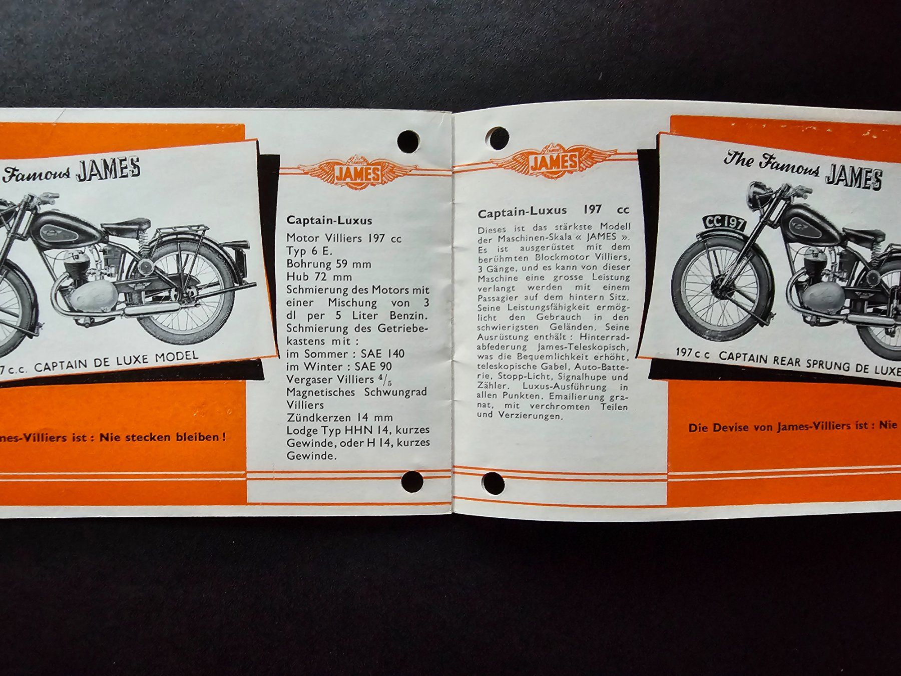 Documenti: James Motor Cycles Prospekt – Usato da Stein AG venduto da Zantico 1