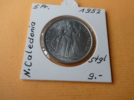 Nouvelle Caledonie 1952, 5 Francs   stgl.