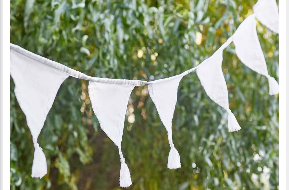 Wimpelkette weiss Deko Garten Hochzeit Boho Sommerfest Kaufen auf Ricardo