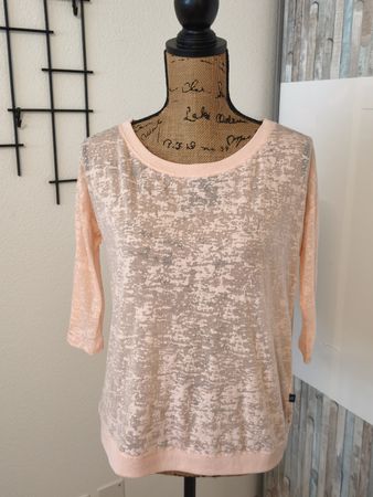 Damen Pullover O.S. 3/4 Arm Lachsfarben transparent Grösse M