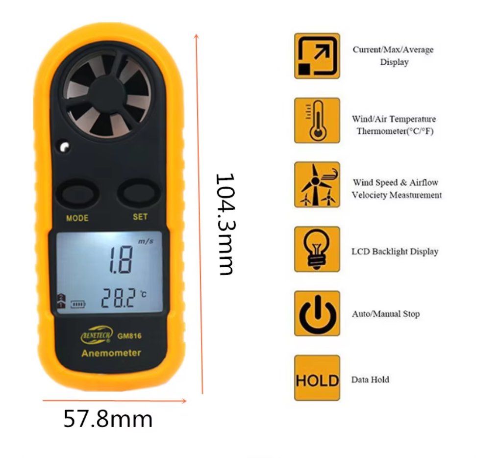 Mesurer: Anemometer Windgeschwindigkeitsmesser Luftgeschwindigkeit – Neuf avec emballage d'origine à Genève par Top-Trend 4