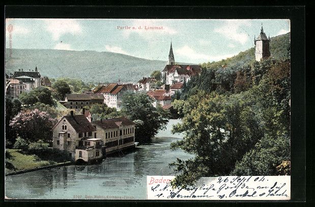 Cartes postales: AK Baden, Partie an der Limmat – D'occasion à Berlin par bartko-reher