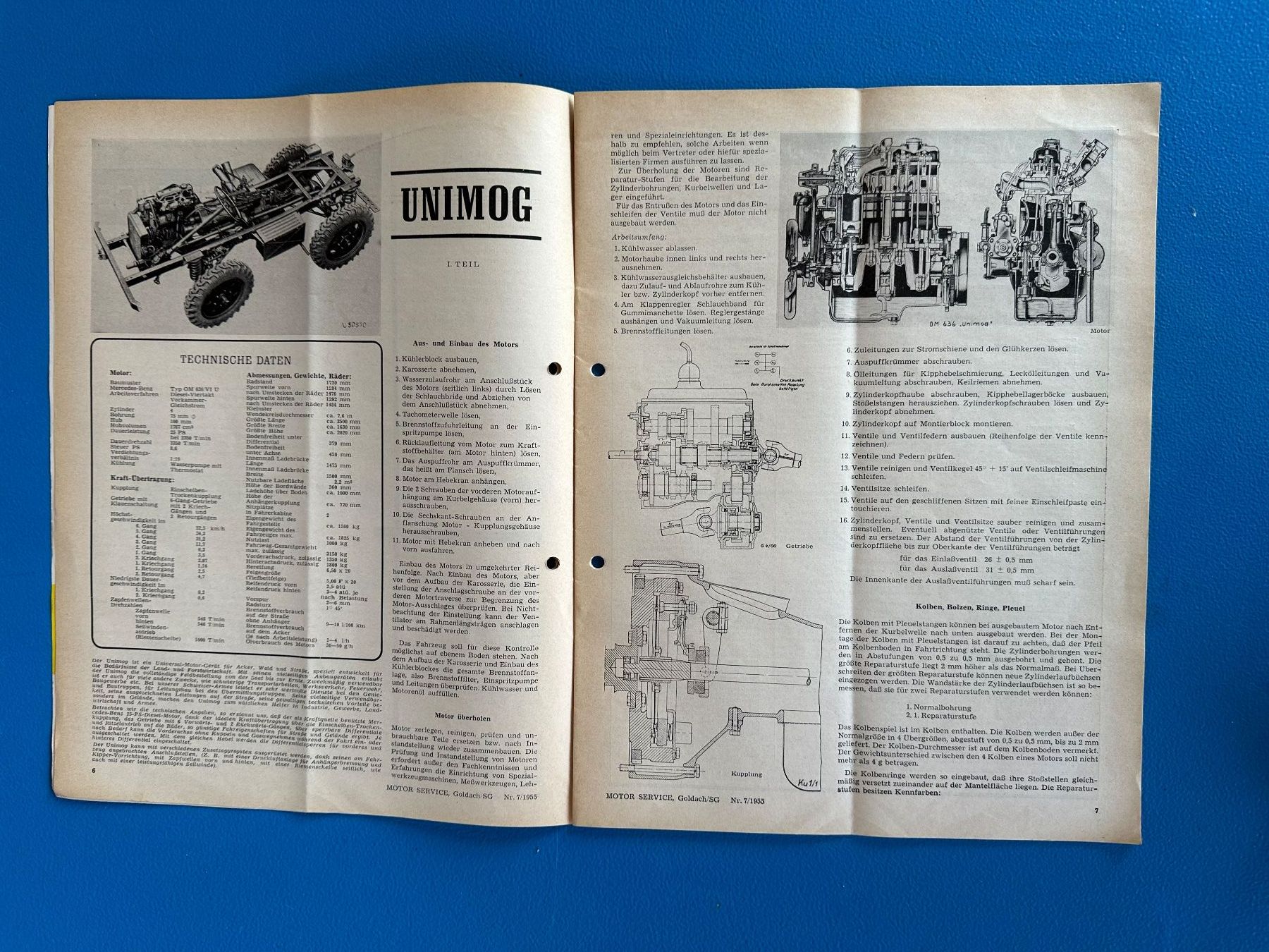 Revues & Magazines: Heft  Motor  Service  Unimog  1955 – D'occasion à Boswil par pavo1 1