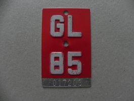 Velonummer Velo Rad Nummer GL 85 Glarus 1985 Geschenk