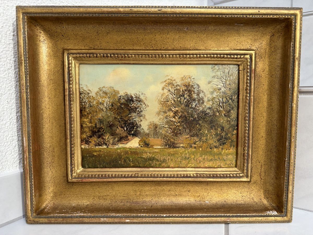 Gemälde: Altes Gemälde, Landschaft mit Haus. – Gebraucht aus Biberist von Momo33 1