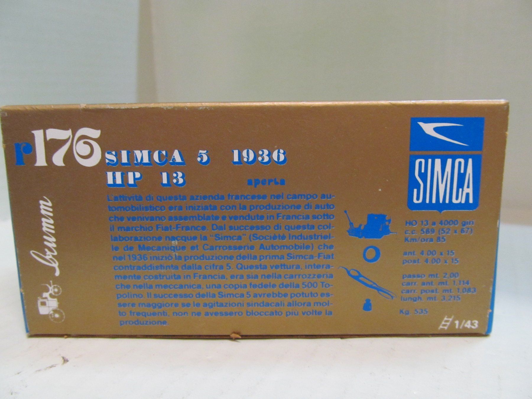Simca Modellini d'auto: SIMCA  5  1936  BRUMM ITALY   1:43 – Nuovo (secondo la descrizione) da Grueningen venduto da malamut56 1