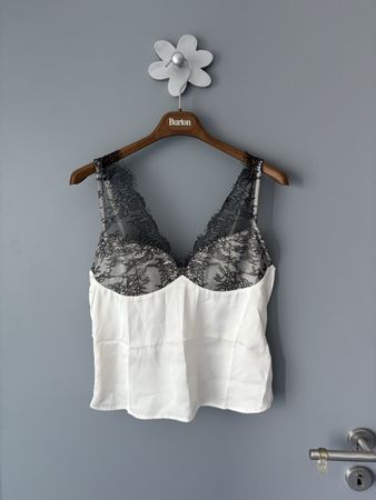 Débardeur dentelle noir blanc taille M 