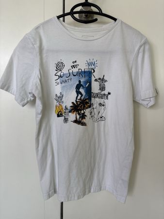 T-Shirt Quiksilver blanc motif surfer taille 12 ans
