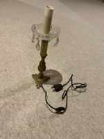 Vintage Lampe mit Kristall Anhänger, Goldfarben