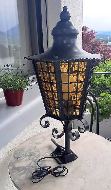 Lanterne: Gartenlaterne / Lampe Schmiedeeisen schwarz – Usato da Eschenbach venduto da Alicekunst 1