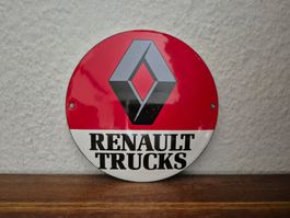 Emailschild Renault Trucks Logo Werkstatt Oil Emaille Schild