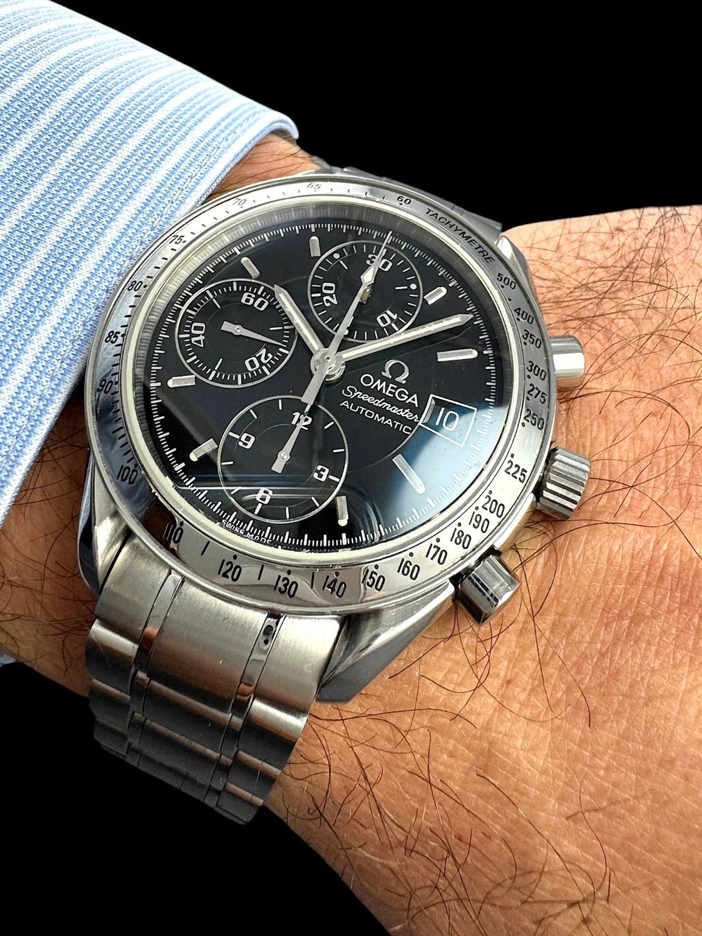 Omega Uhren: Omega Speedmaster Automatic Chrono 39mm Fullset 2000 *U1282 – Gebraucht aus Zürich von GalerieInauen 5