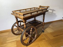 Servierwagen Teewagen Massivholz, Speichenräder, Landhaus