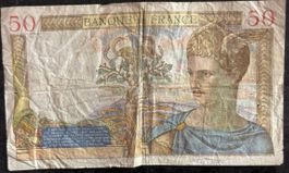 50 France Franc Schein, Jahr 1938, Vintage Geldschein!