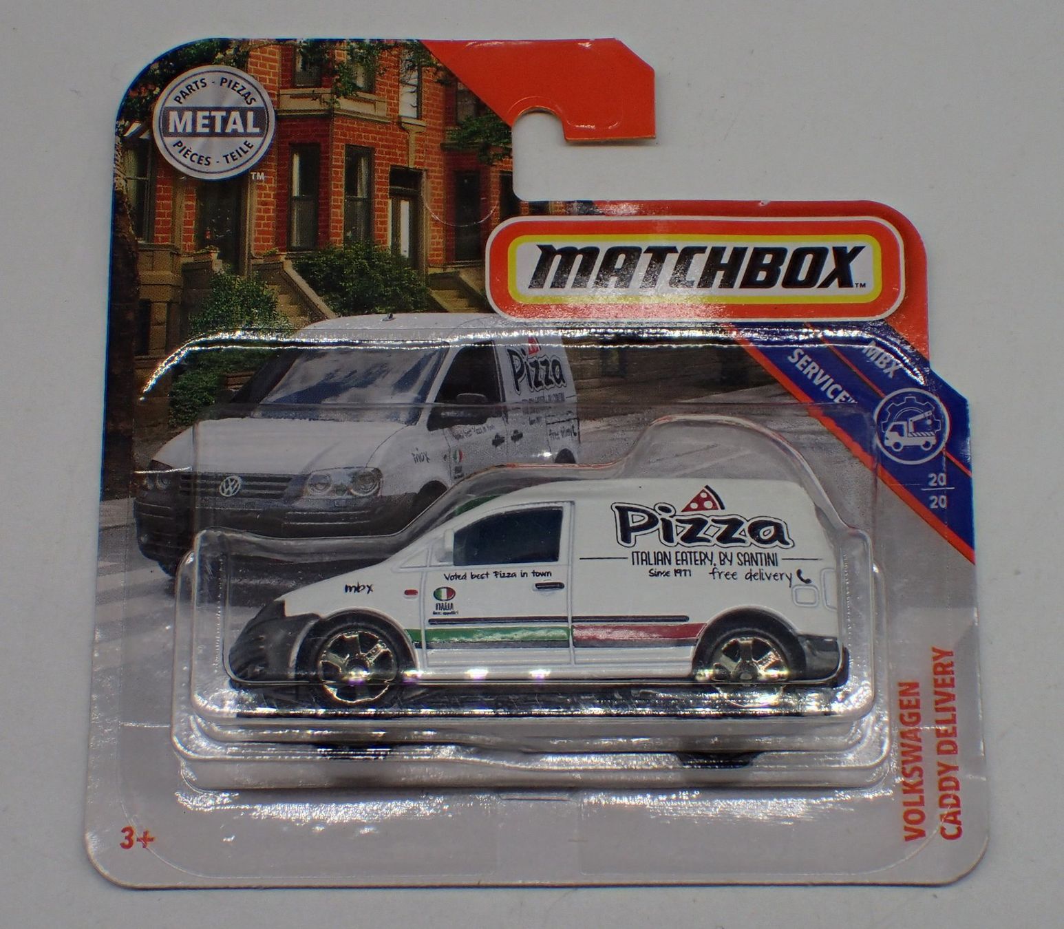 Matchbox Modellini d'auto: Matchbox VW Caddy Pizza weiss/blanc – Usato da Ostermundigen venduto da archeopteryx