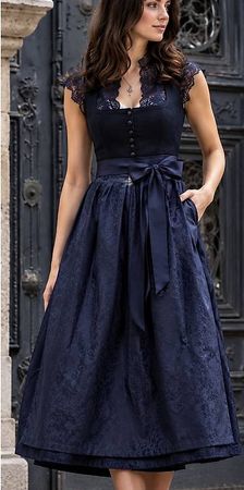 Elegantes marineblaues Dirndlkleid L