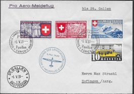 1939 Landi-Meldeflug ST. GALLEN Mischfrank. attraktiv ab 1.-