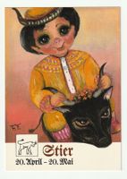 1988, Alte Zodiak Postkarte Stier 20. April /20. Mai Rarität