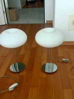 Tischleuchten Set Glas weiss Metall Fuss guter Zustand