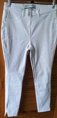Hose in Weiss, Jersey Denim Legging Cropped - Grösse 36 -