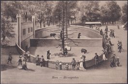 1913, BERN, Ansichtskarte Bärengraben LUXUSERHALTUNG +BELEBT