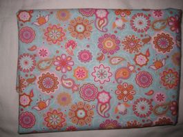 Baumwollstoff blau/pink/orange Paisley Mandala Reststück
