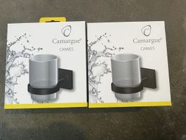 2x Porte-Verre muraux Camargue Cannes noir neufs