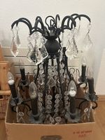Kronleuchter in Schwarz mit Kristall-Behang, Vintage