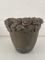 Topf / Vase / Terracotta mit Rosen-Dekor