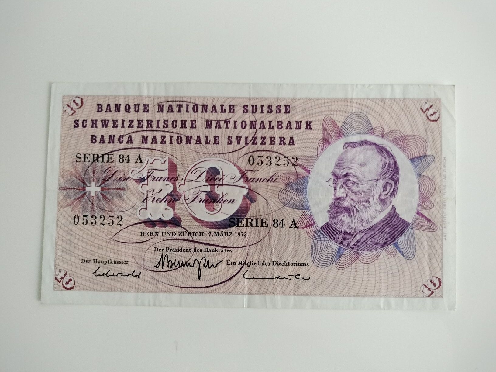 Banconote: 10 Franken Banknote 1973 – Usato da Oftringen venduto da spo_g5zw
